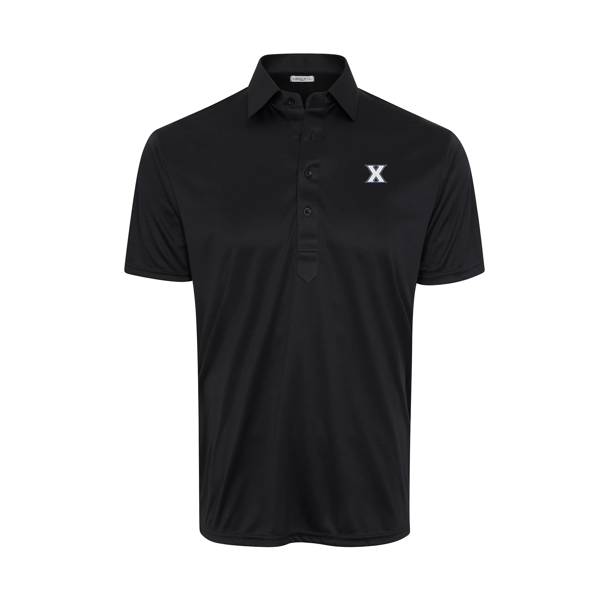 Xavier Semi-Spread Collar Polo Black