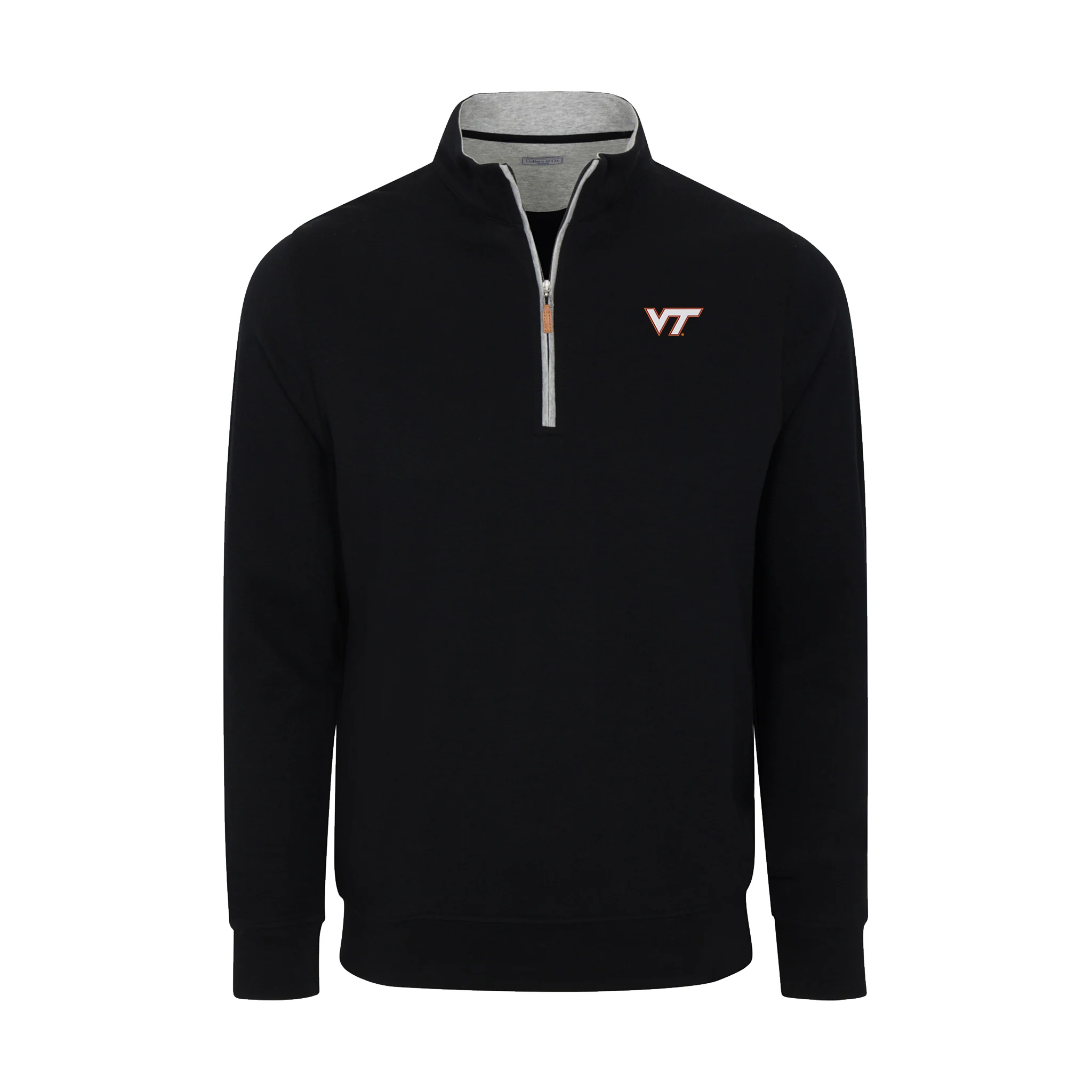 Virginia Tech Heather Cloud Cotton Quarter Zip Pullover Black with Light Grey Trim