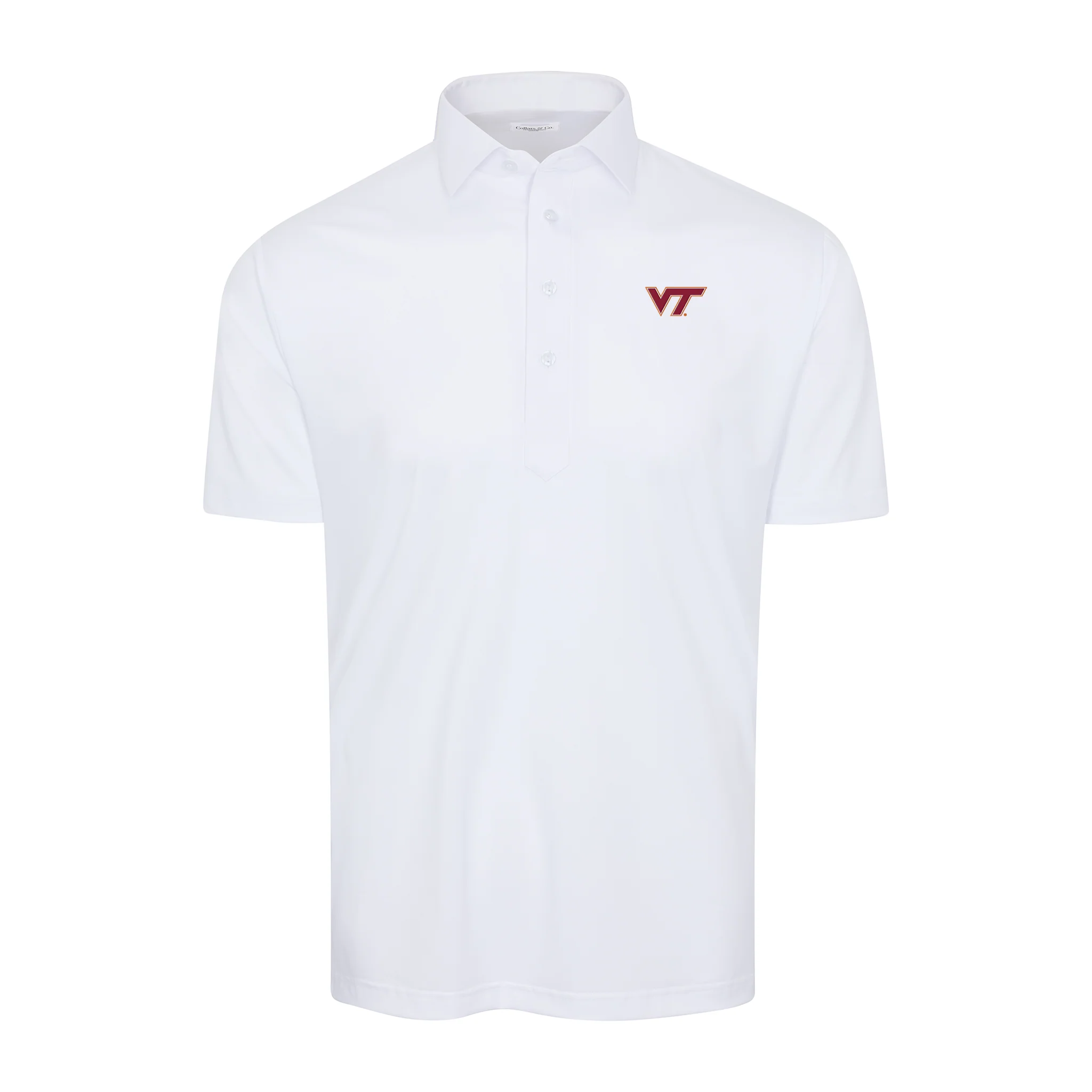 Virginia Tech Semi-Spread Collar Polo White