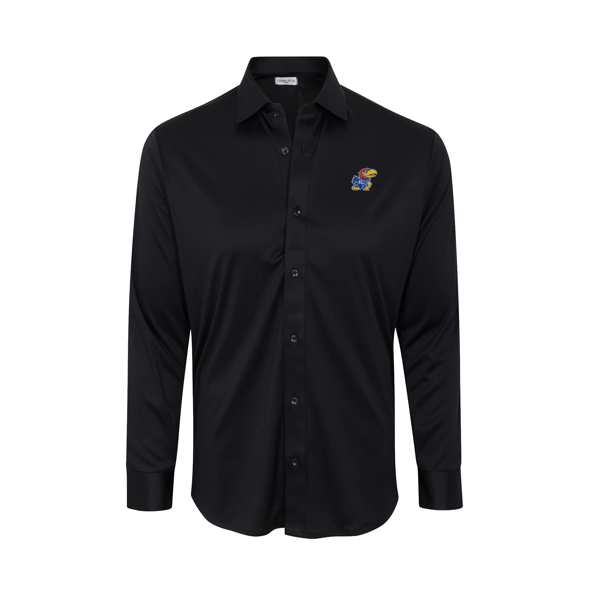 Kansas Quattro Flex Dress Shirt with Semi-Spread Collar Black