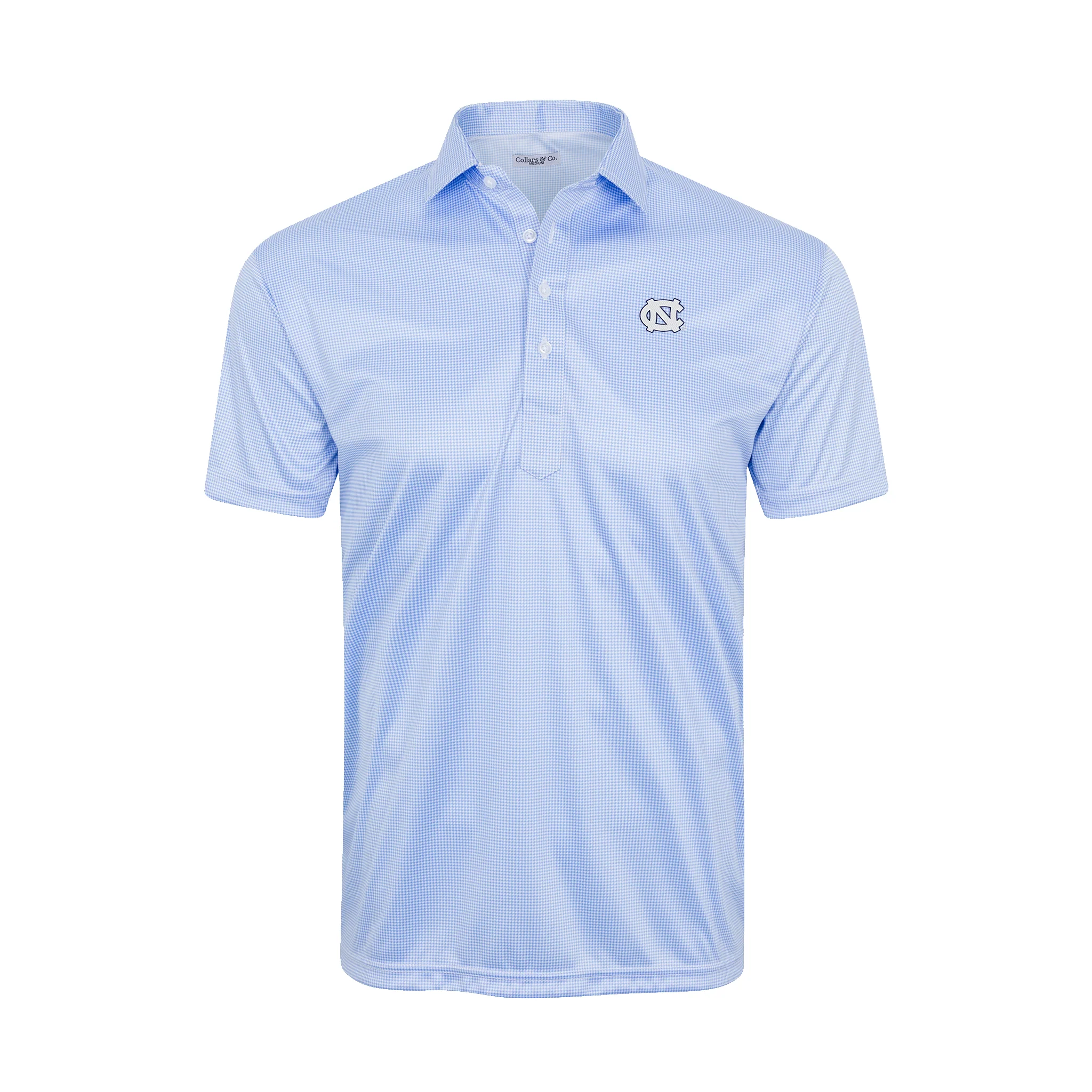 North Carolina Semi-Spread Collar Polo Blue Houndstooth