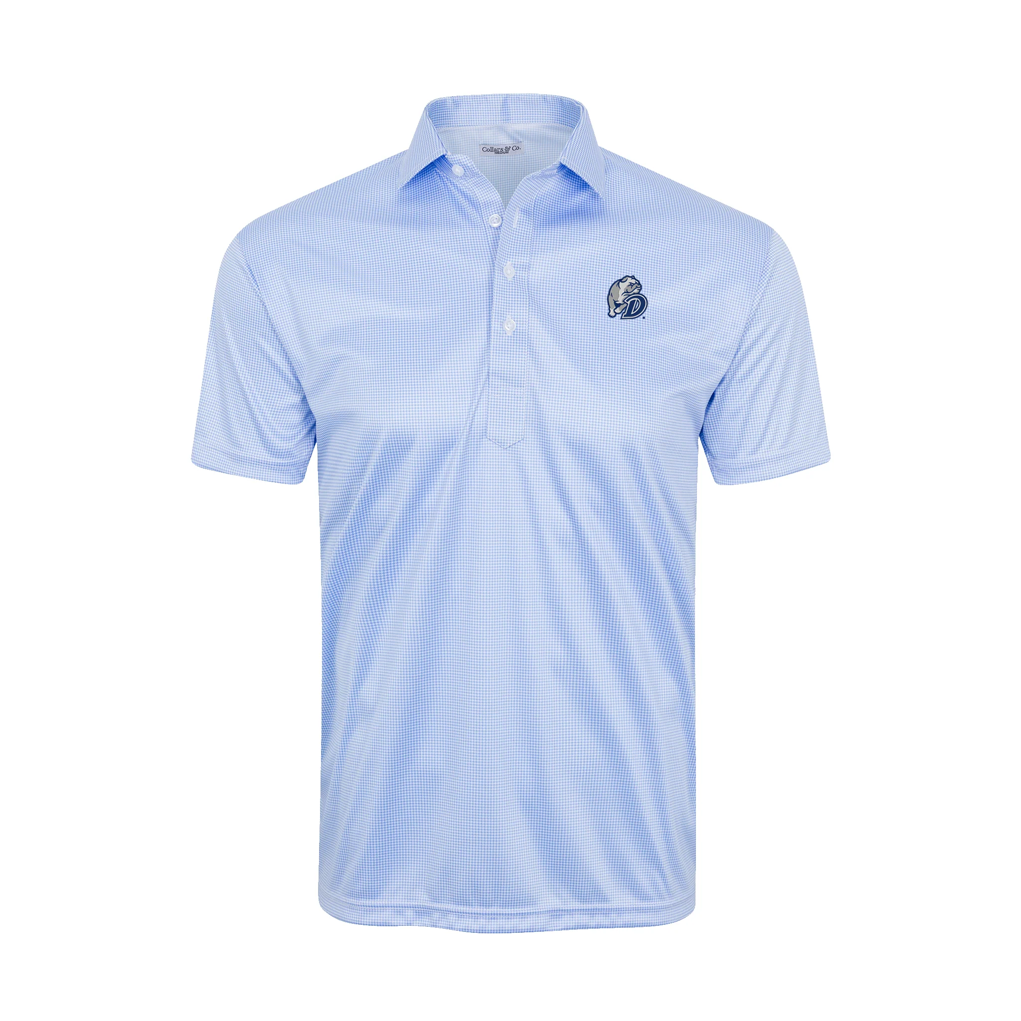 Drake Semi-Spread Collar Polo Blue Houndstooth