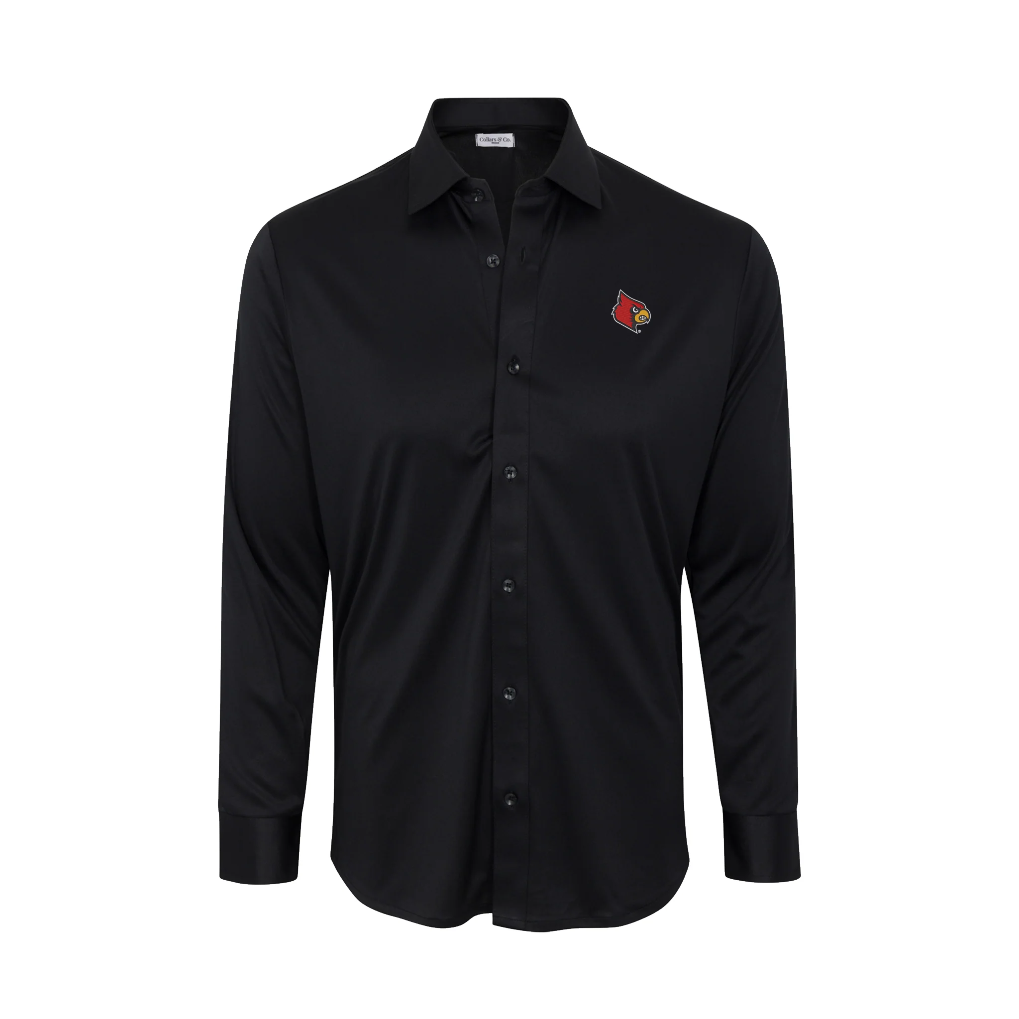Louisville Quattro Flex Dress Shirt with Semi-Spread Collar Black