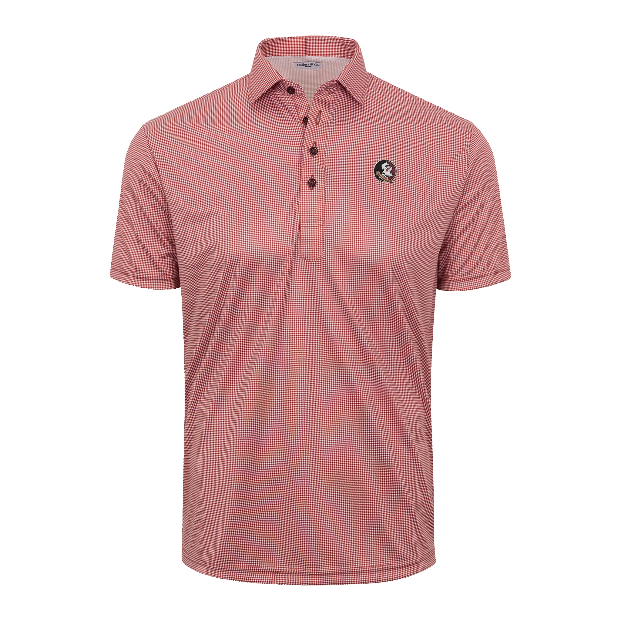 Florida State Semi-Spread Collar Polo Maroon Houndstooth