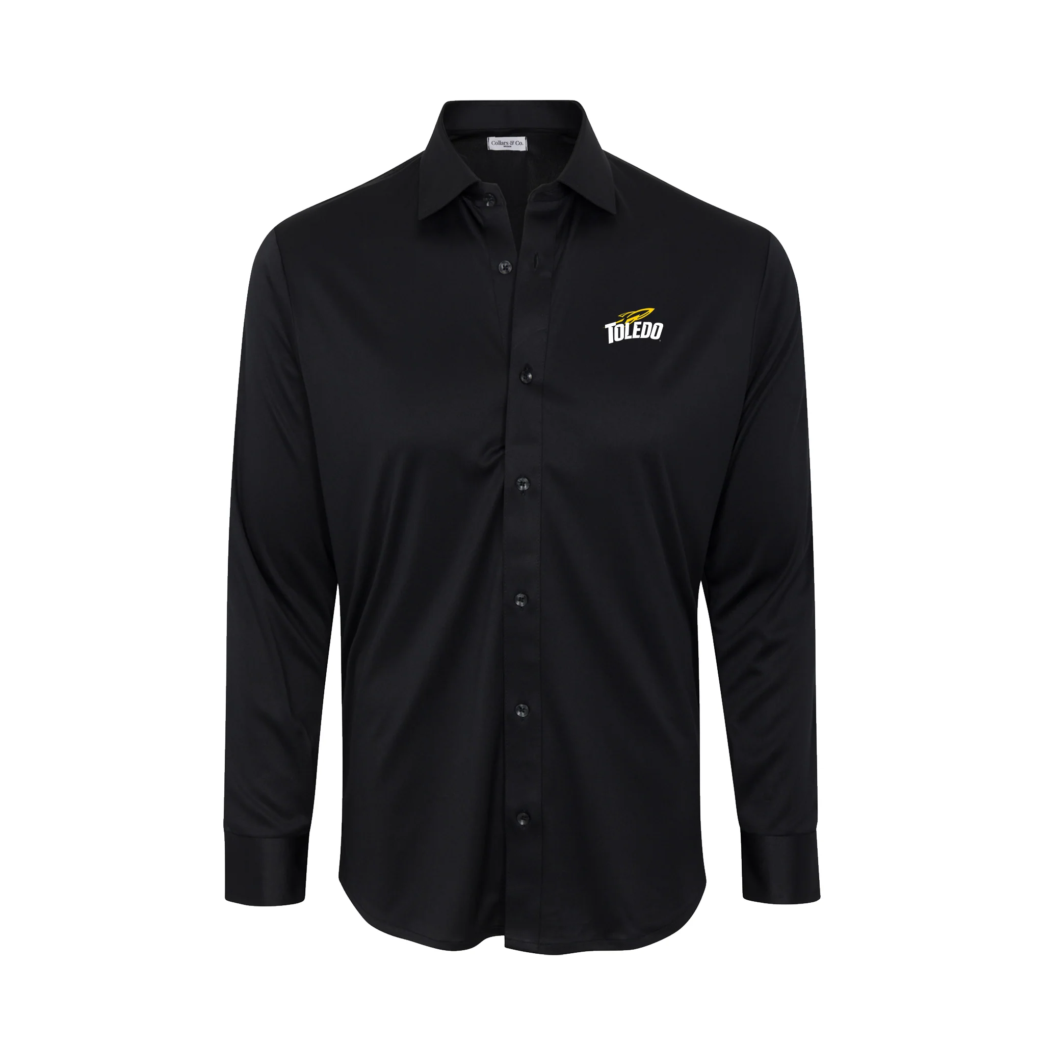 Toledo Quattro Flex Dress Shirt with Semi-Spread Collar Black