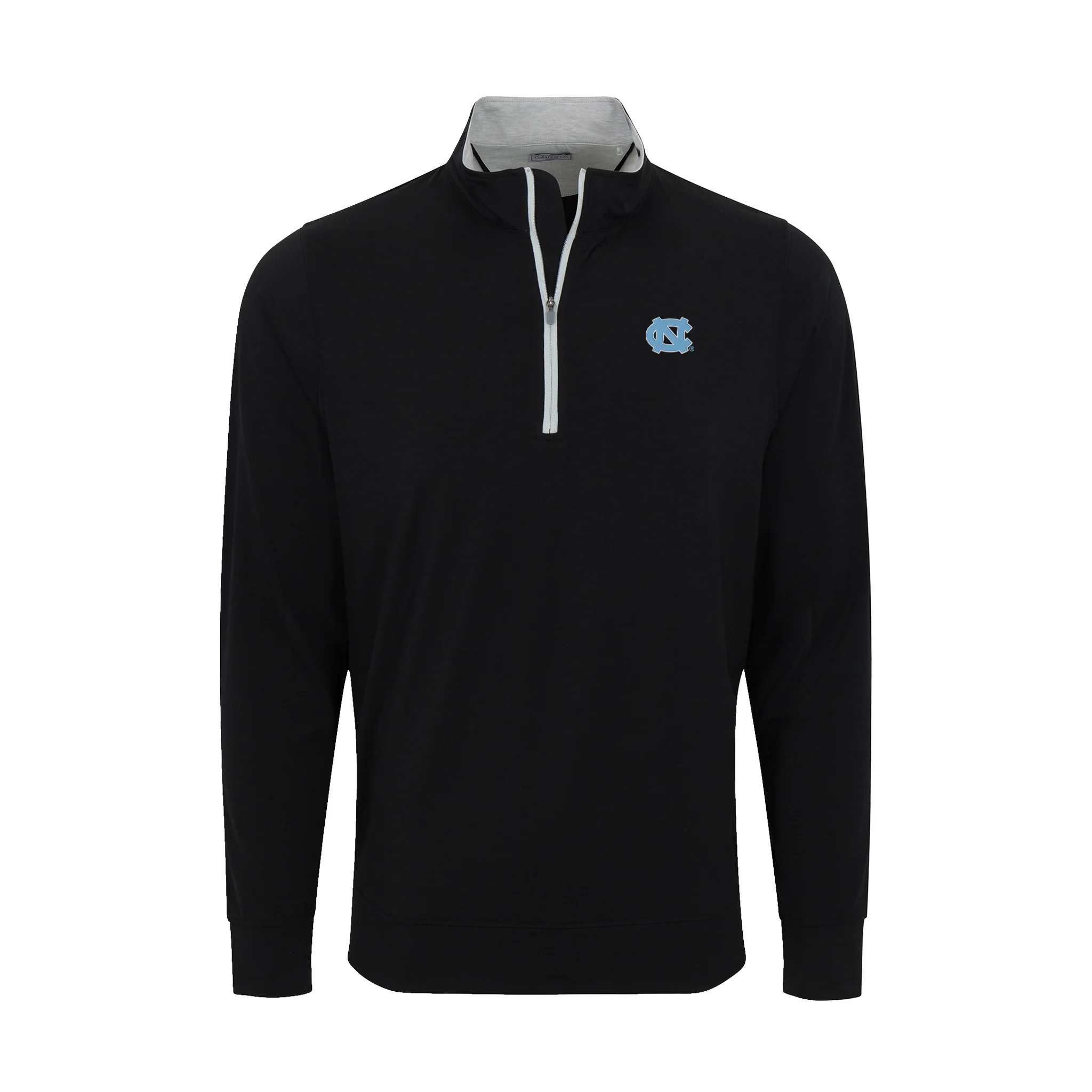 North Carolina Heather Cloud Cotton Quarter Zip Pullover Black with Light Grey Trim