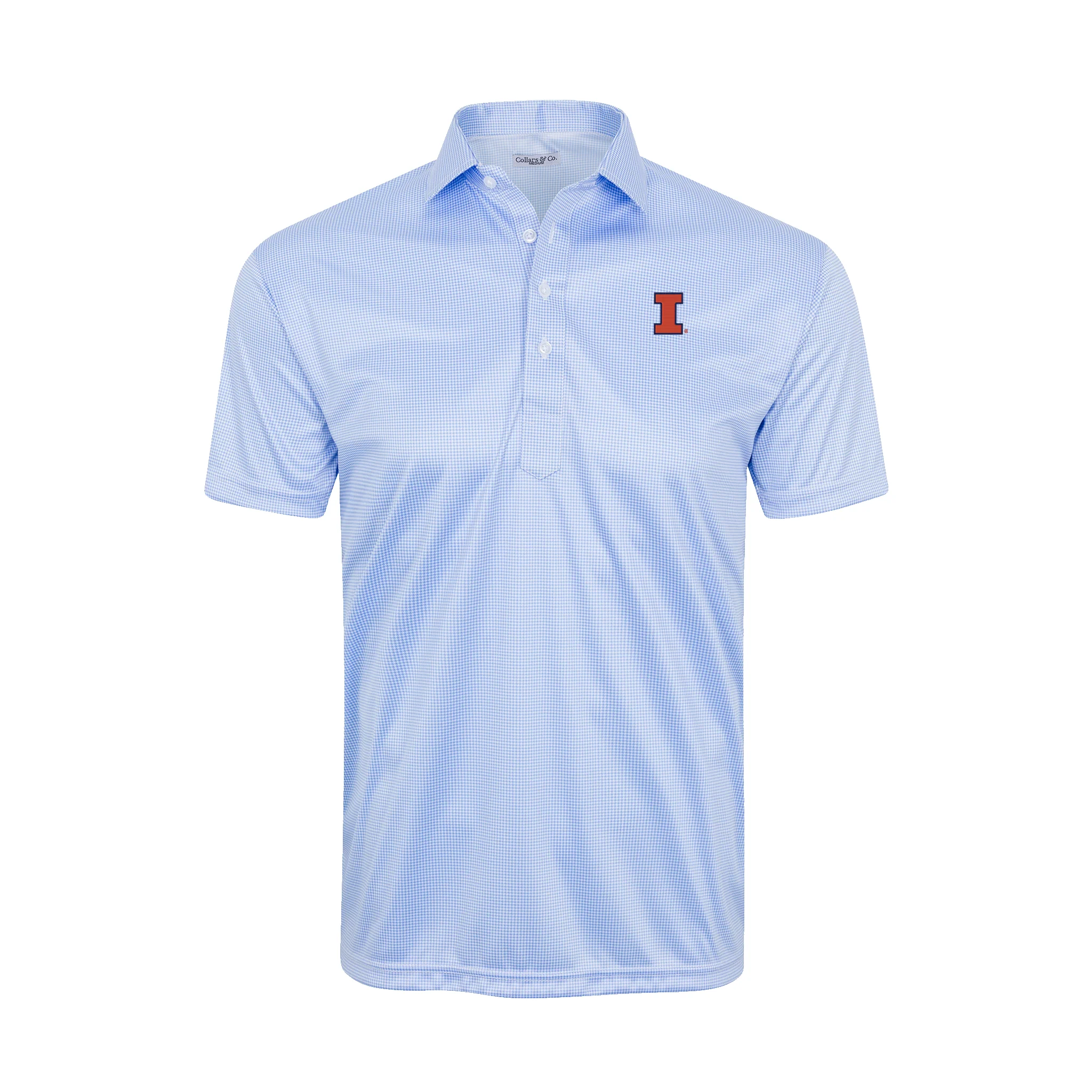 Illinois Semi-Spread Collar Polo Blue Houndstooth