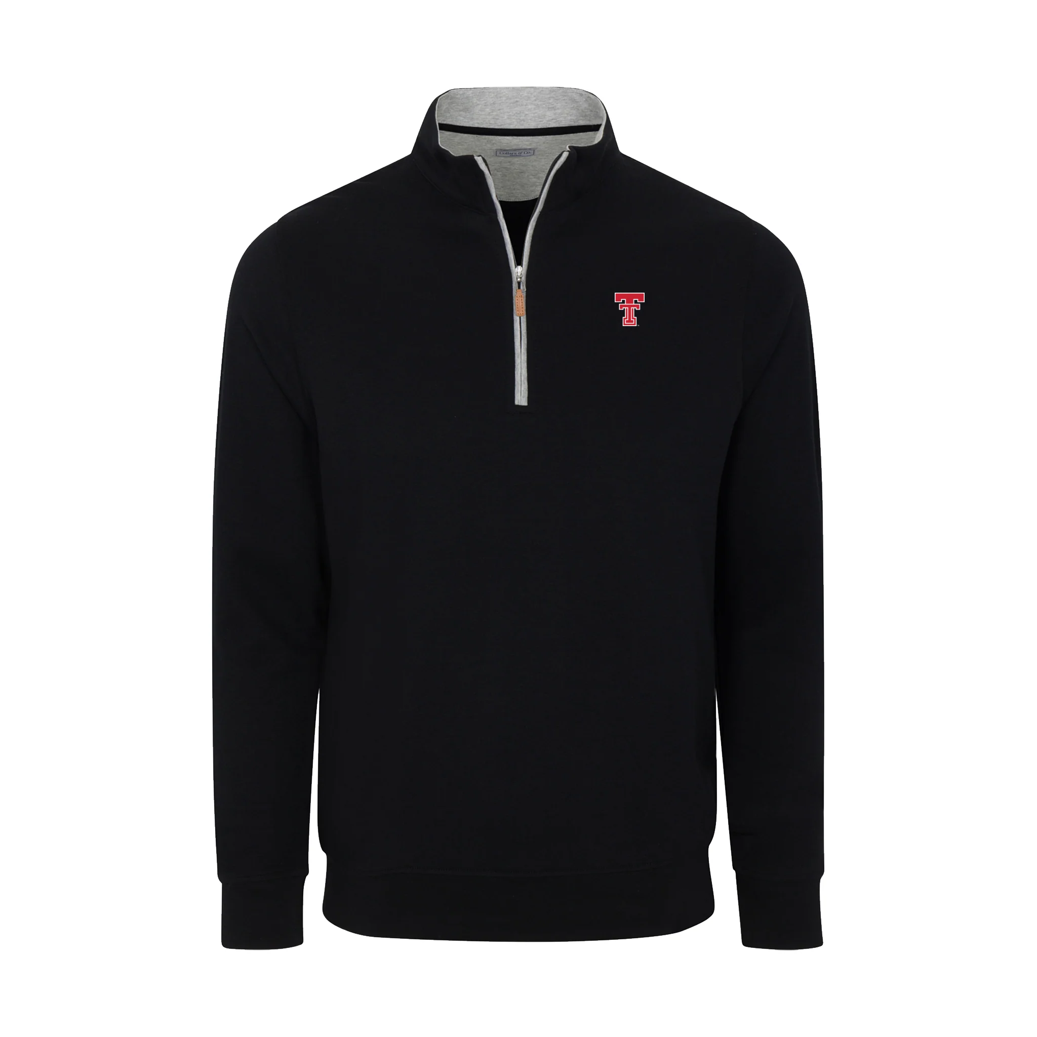 Texas Tech Heather Cloud Cotton Quarter Zip Pullover Black with Light Grey Trim