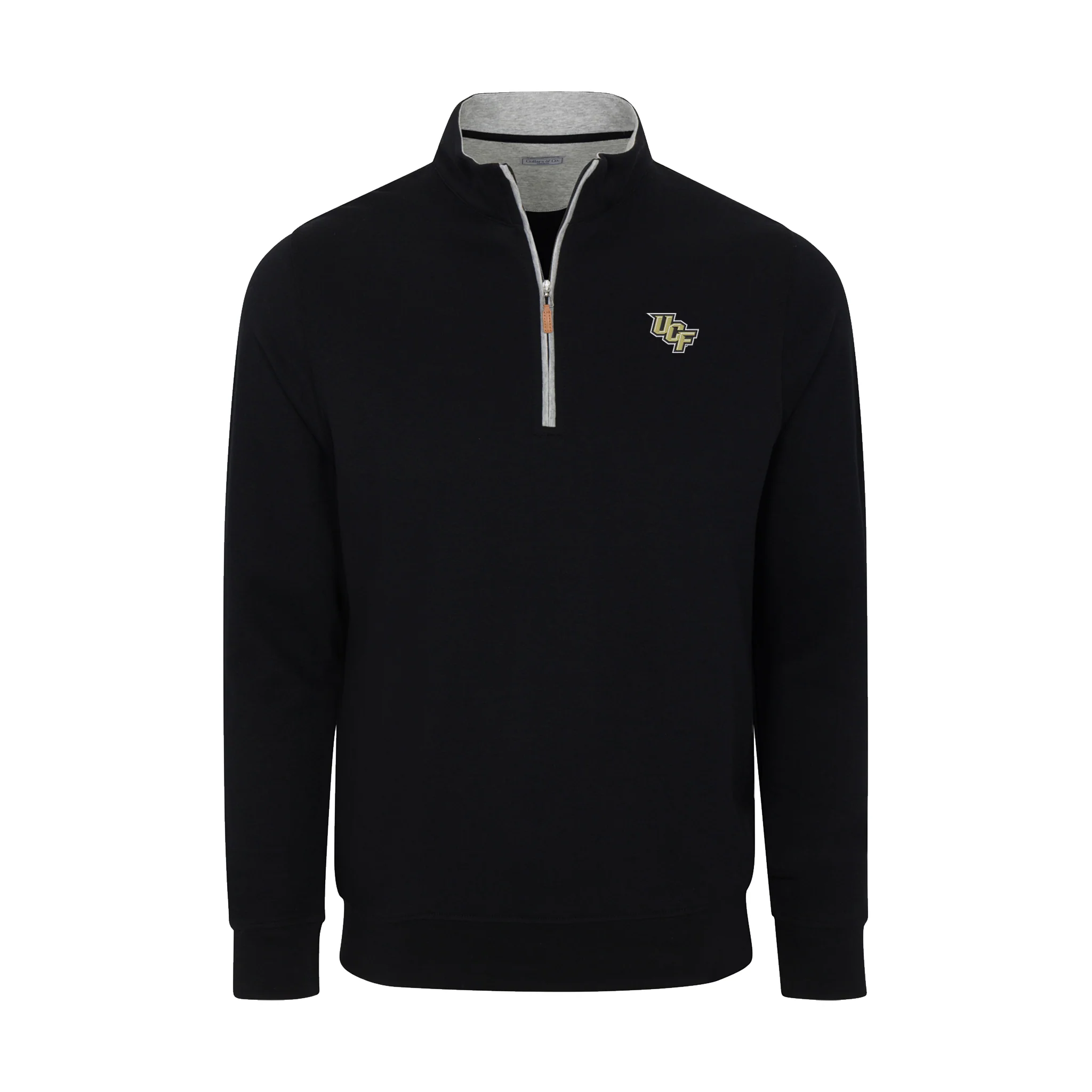 UCF Heather Cloud Cotton Quarter Zip Pullover Black with Light Grey Trim