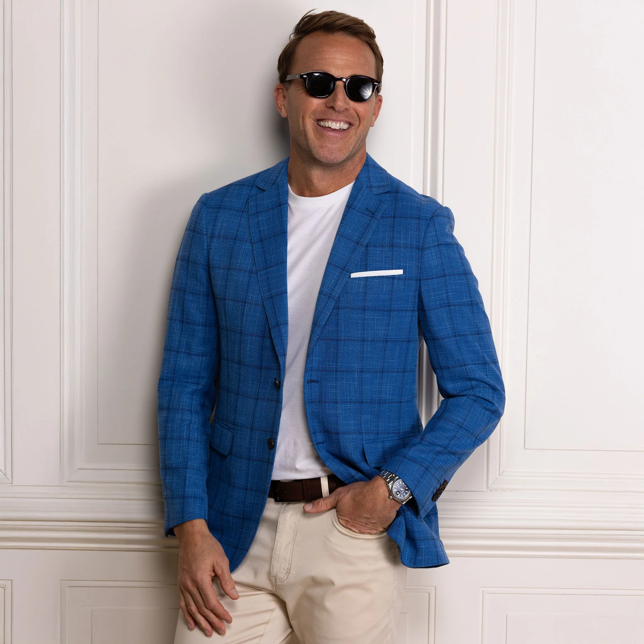 Maverick Travel Blazer Blue Windowpane