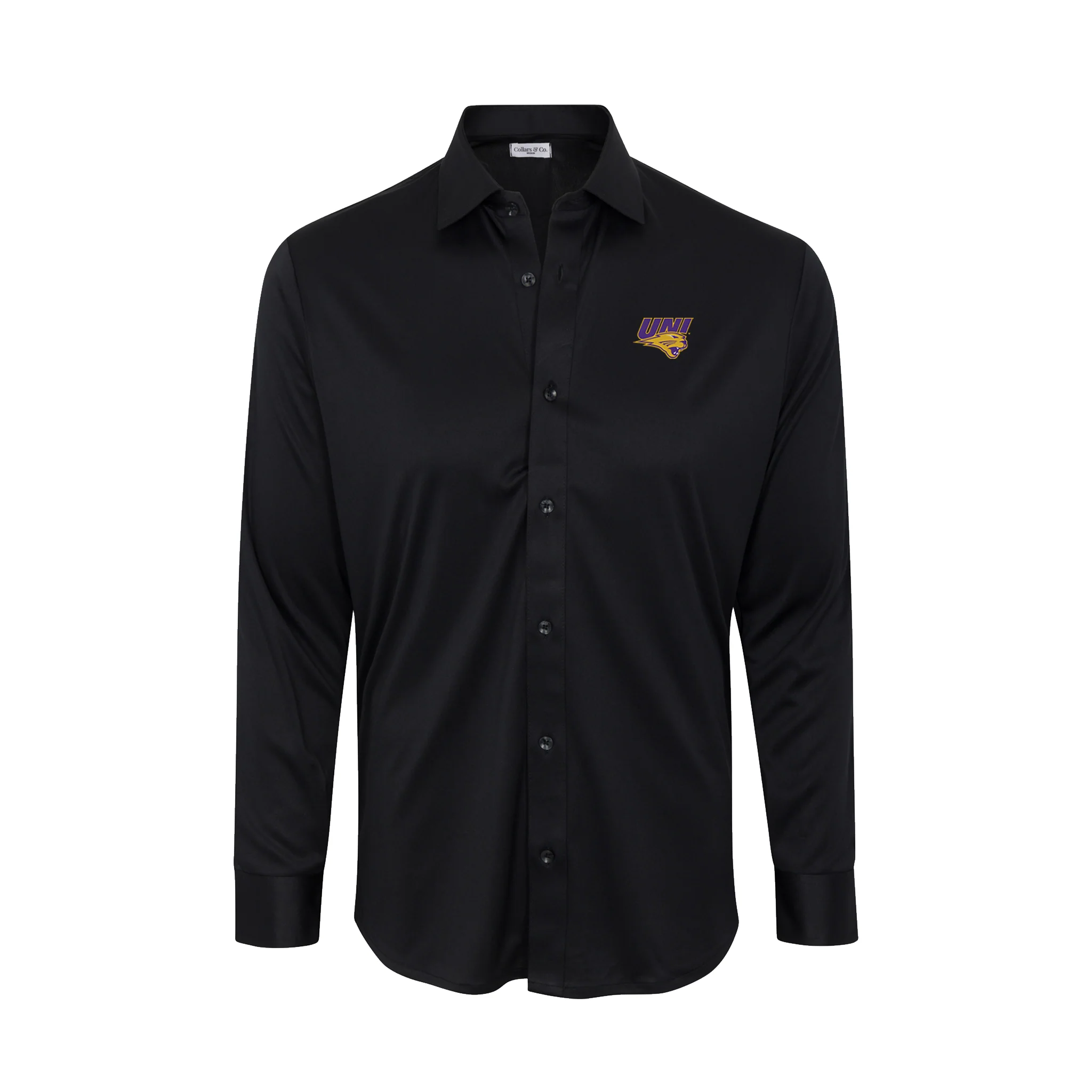 Northern Iowa Quattro Flex Dress Shirt with Semi-Spread Collar Black