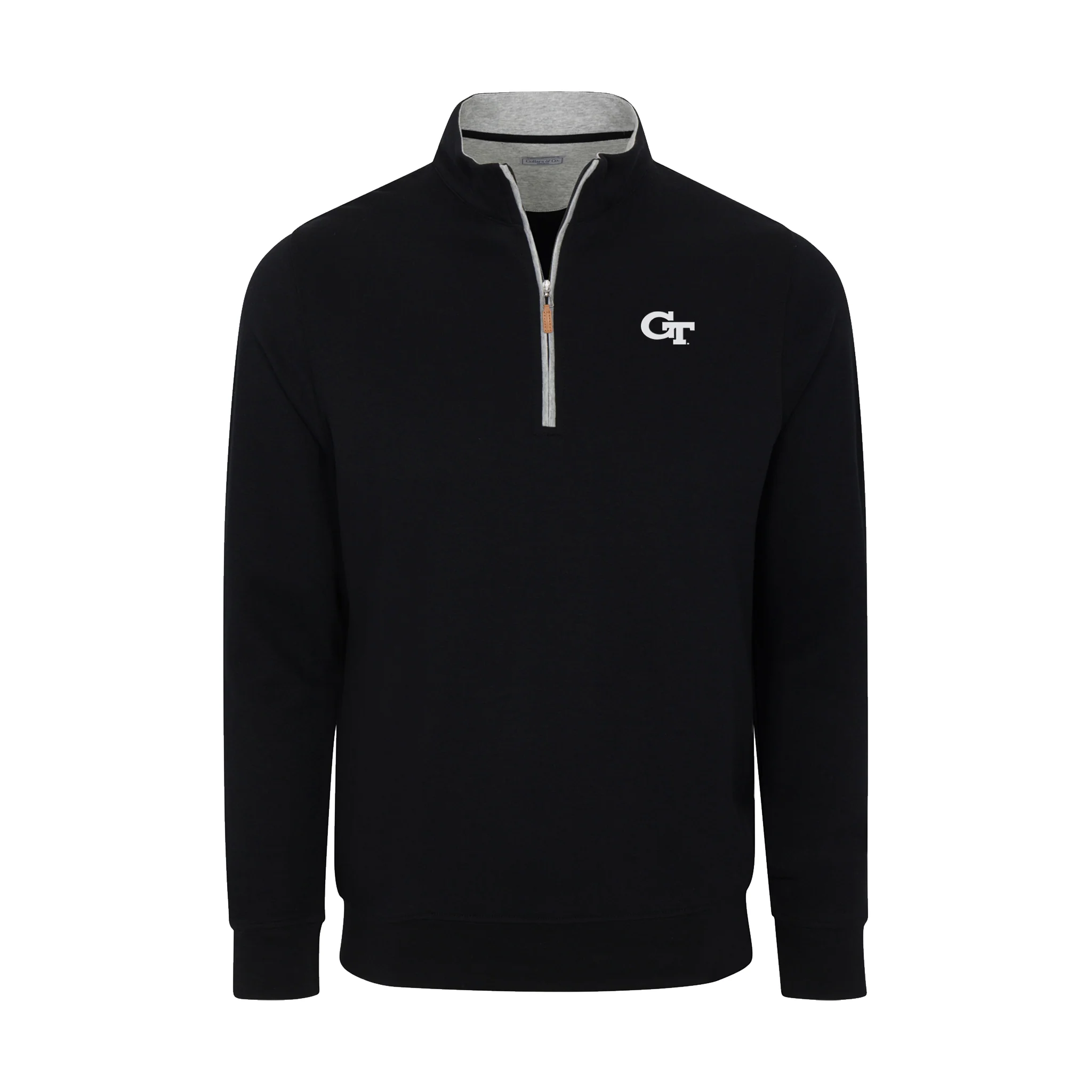 Georgia Tech Heather Cloud Cotton Quarter Zip Pullover Black with Light Grey Trim