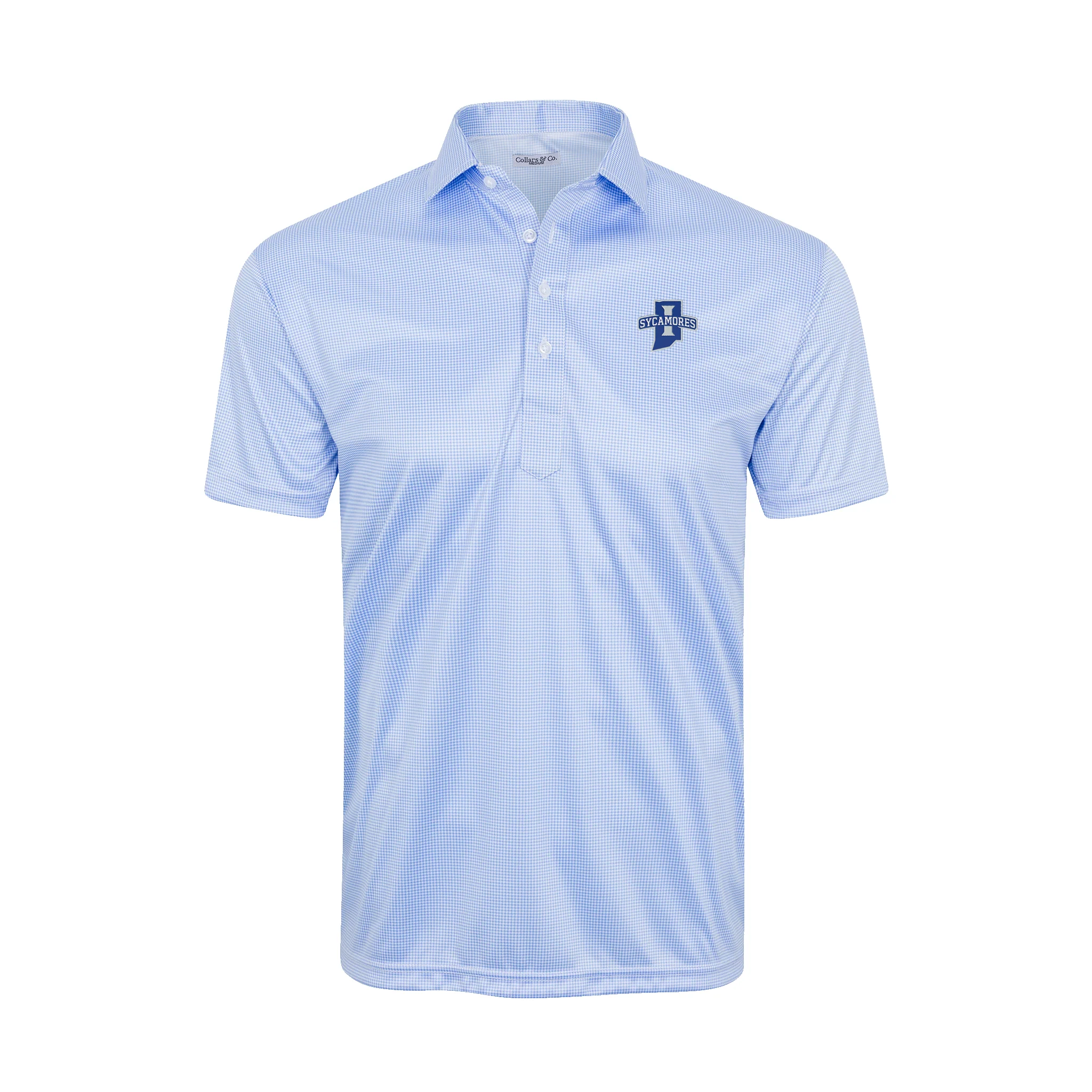 Indiana State Semi-Spread Collar Polo Blue Houndstooth