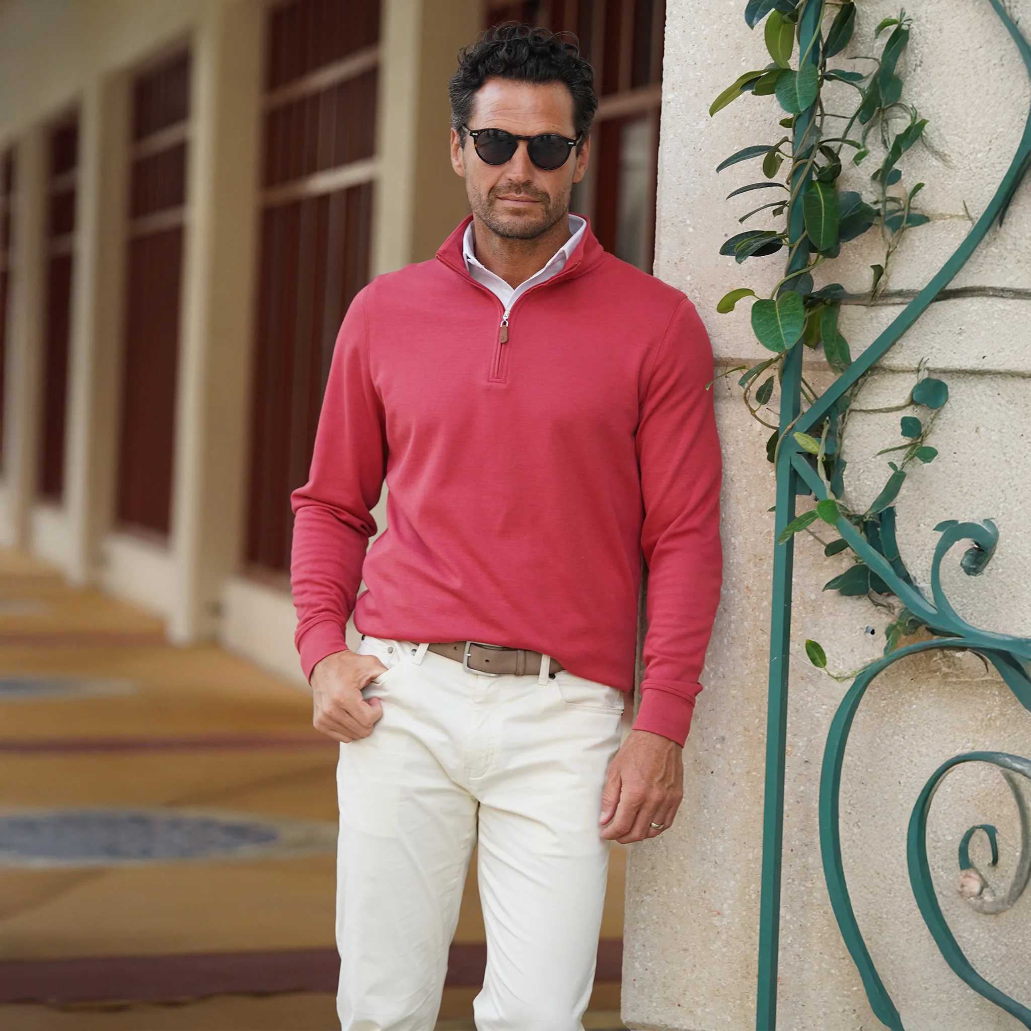 Cloud Cotton Quarter Zip Red